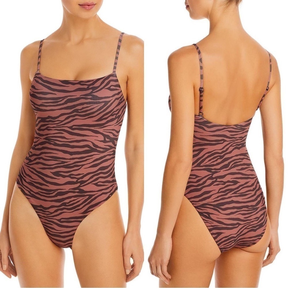 NWT AQUA Animal Print Brown One Piece Size Medium